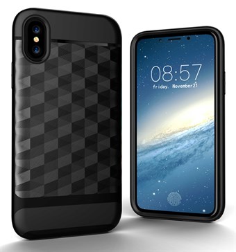 Kiinteä neliömäinen kotelo TPU-muovia ja silikonia iPhone X / iPhone Xs -puhelimille - musta