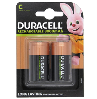 Duracell 3000mAh Ladattavat C-akut - 2 kpl