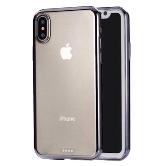 Galvanoitu iPhone XS Max -pehmeä TPU-takakansi - musta