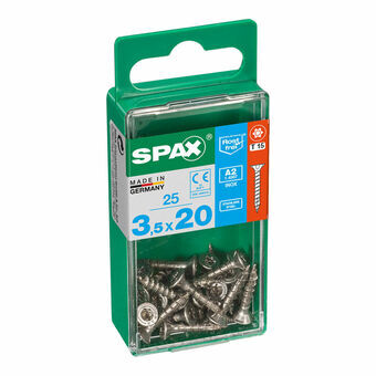 Screw Box SPAX Puu Ruostumaton teräs Litteä pää 25 Kappaletta (3,5 x 20 mm)