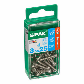 Screw Box SPAX Puu Ruostumaton teräs Litteä pää 25 Kappaletta (3,5 x 25 mm)