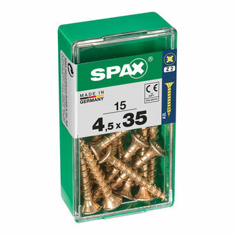 Screw Box SPAX Yellox Puu Litteä pää 15 Kappaletta (4,5 x 35 mm)