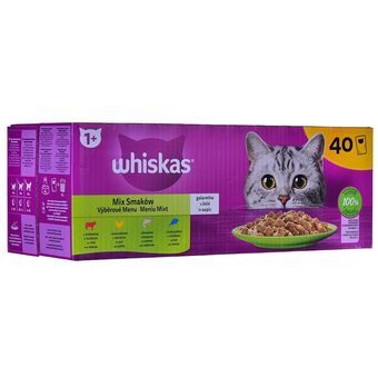 Kissanruoka Whiskas Mix Favourites in jelly Kana Lohi Tonnikala Nauta 40 x 85 g