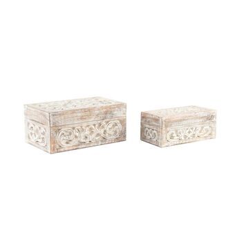 Koristerasiasetti DKD Home Decor Puu Vaaleanruskea (25 x 15 x 11 cm) (2 osaa)