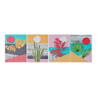 Maalaus DKD Home Decor Tropical Kangas Trooppinen (30 x 1,8 x 40 cm) (4 osaa)