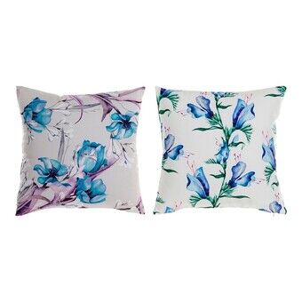 Tyyny DKD Home Decor Sininen Valkoinen Gėlės Polyesteri (2 pcs) (45 x 10 x 45 cm)