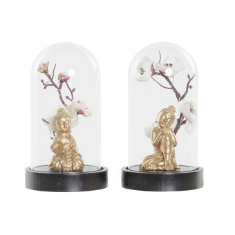 Pöytälamppu DKD Home Decor Kristalli Musta Kullattu Buddha Polyetyleeni Hartsi (9.5 x 9.5 x 16 cm) (2 pcs)