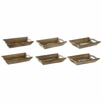 Pöytäkoriste DKD Home Decor Alumiini Mangopuu (6 pcs) (24 x 15.5 x 4 cm)