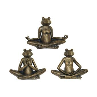 Koristehahmo DKD Home Decor Hartsi Sammakko Vanhahtava viimeistely (3 pcs) (17.5 x 5.5 x 12 cm)