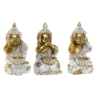 Koristehahmo DKD Home Decor Hartsi Buddha (3 pcs) (16 x 9 x 10 cm)