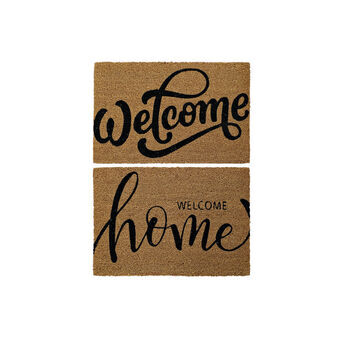 Kynnysmatto DKD Home Decor Welcome Ruskea Musta PVC Kookos (2 pcs) (60 x 40 x 1.5 cm)