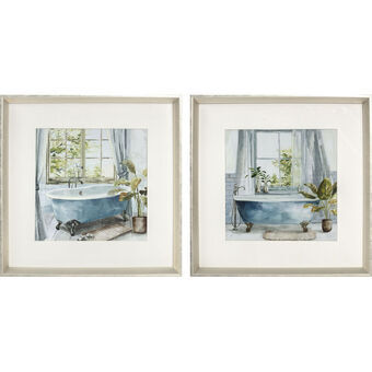 Maalaus DKD Home Decor Kylvyt (2 pcs) (30 x 3 x 30 cm)