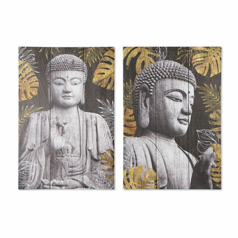 Maalaus DKD Home Decor Buddha Itämainen (60 x 2,3 x 90 cm) (2 osaa)