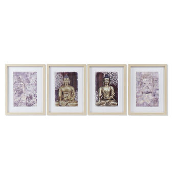 Maalaus DKD Home Decor polystyreeni Buddha (4 pcs) (35 x 2.5 x 45 cm)