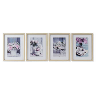 Maalaus DKD Home Decor polystyreeni Ruusulla (4 pcs) (35 x 2.5 x 45 cm)