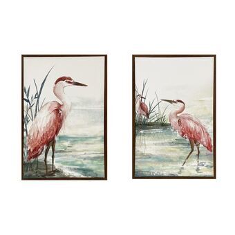 Maalaus DKD Home Decor Paukštis (2 pcs) (34 x 3 x 55 cm)