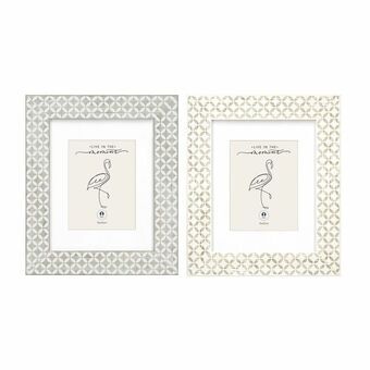 Kuvakehys DKD Home Decor Kristalli Harmaa Beige Puu MDF Boho (23 x 2 x 28 cm) (2 osaa)