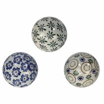 Koristehahmo DKD Home Decor Posliini Valkoinen Gėlės (3 pcs) (10 x 10 x 10 cm)