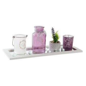 Tarjotin DKD Home Decor Peili Kristalli Pinkki Sementti Alumiini Valkoinen Perhonen Shabby Chic (37,5 x 14 x 1 cm)