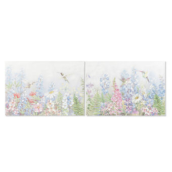 Maalaus DKD Home Decor Gėlės Shabby Chic (2 osaa) (100 x 3 x 70 cm)