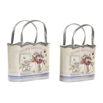 Ruukkusetti DKD Home Decor Pinkki Metalli Gėlės Shabby Chic (29 x 14 x 38,5 cm)