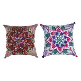 Tyyny DKD Home Decor Polyesteri Puuvilla Alumiini Monivärinen Mandala Arabi (40 x 10 x 40 cm) (2 osaa)