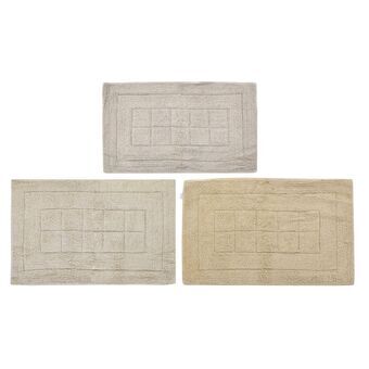 Kylpymatto DKD Home Decor Beige Puuvilla Valkoinen Vaaleanruskea (80 x 50 x 1 cm) (3 osaa)