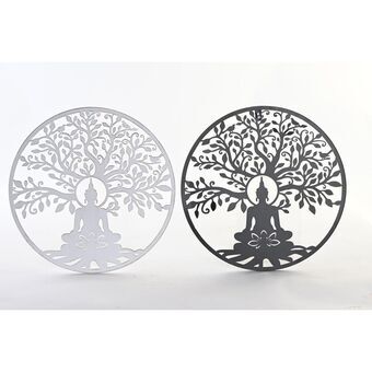 Seinäkoriste DKD Home Decor Metalli Buddha Itämainen (2 osaa) (40 x 1 x 40 cm)