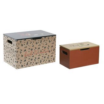 Koristerasiasetti DKD Home Decor Monivärinen Puu MDF (2 osaa) (28 x 18 x 18 cm)