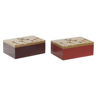 Koristerasia DKD Home Decor Terrakotta Tummanruskea Puu MDF (17 x 12 x 6,5 cm) (2 osaa)