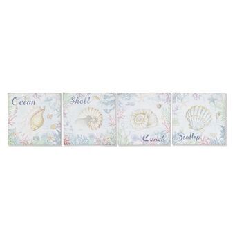 Maalaus DKD Home Decor Shells Välimeren (40 x 2 x 40 cm) (4 osaa)