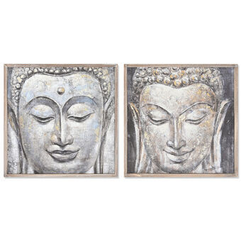 Maalaus DKD Home Decor Buddha Itämainen (60 x 3 x 60 cm) (2 osaa)