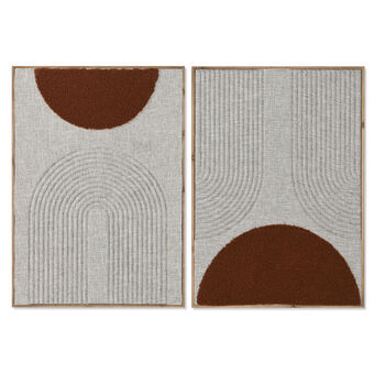 Maalaus Home ESPRIT Beige Terrakotta Moderni Kaupunki 50 x 3 x 70 cm (2 osaa)