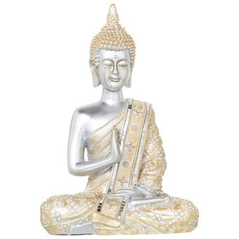 Koristehahmo Alexandra House Living Kullattu Hopeinen Muovinen Buddha 17 x 27 x 40 cm