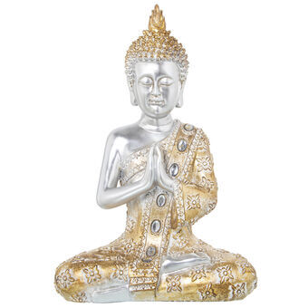 Koristehahmo Alexandra House Living Kullattu Hopeinen Muovinen Buddha 18 x 28 x 40 cm