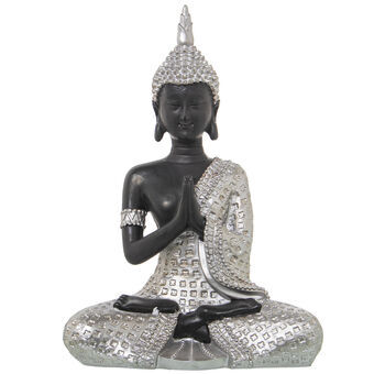 Koristehahmo Alexandra House Living Ruskea Hopeinen Muovinen Buddha 12 x 20 x 27 cm