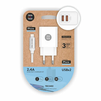 Seinälatu + MFI Sertifioitu Lightning Kaapeli Tech One Tech TEC2402 Double Lightning