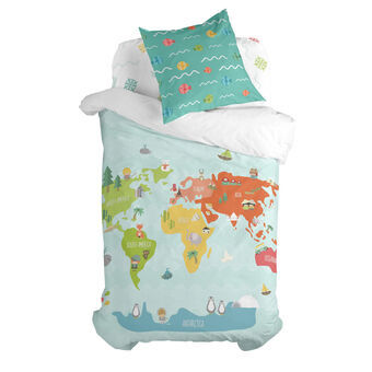 Pussilakanasetti HappyFriday Happynois World Map Monivärinen Sänky 80 2 Kappaletta