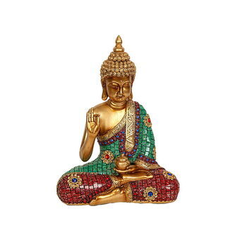 Koristehahmo Romimex Kullattu Hartsi Buddha 22 x 29 x 10 cm