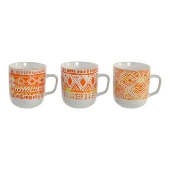 Muki DKD Home Decor Oranssi Posliini (380 ml) (3 pcs)