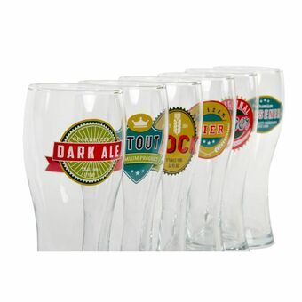 Olutlasit DKD Home Decor Läpinäkyvä Kristalli (500 ml) (6 pcs) (7 x 7 x 18 cm)