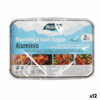 Tarjotin kannella Algon Alumiini Suorakulmainen 890 ml 22 x 16 x 4,5 cm (12 osaa)