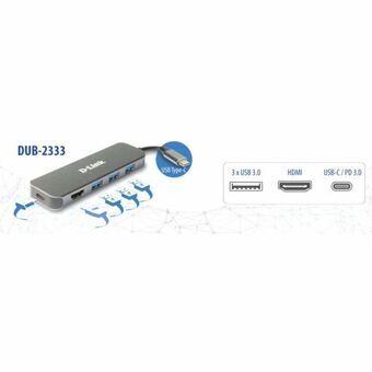 USB-keskitin D-Link HDMI USB-C