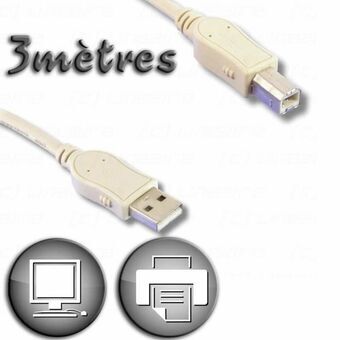 USB 2.0 A - USB B kaapeli Lineaire 3 m Beige