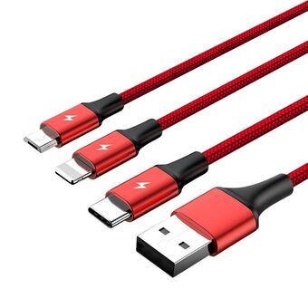 USB-kaapeli - Micro-USB, USB-C ja Lightning Unitek C4049RD Punainen 1,2 m