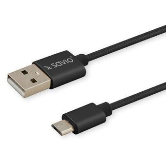 USB A - USB C kaapeli Savio CL-129 Musta 2 m