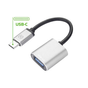 USB A - USB C kaapeli Celly PROUSBCUSBDS Hopeinen