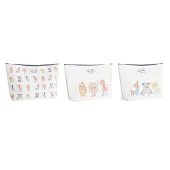 Lasten vessalaukku DKD Home Decor Lemmikit Puuvilla Valkoinen (33 x 8 x 21 cm) (3 osaa)