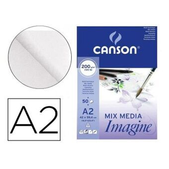 Piirustusalusta Canson C200006003 Valkoinen A2 Paperi 50 Levyt 120 g/m²