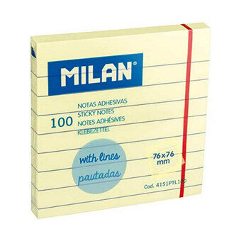 Muistio Milan Itseliimautuvat Raidallinen Keltainen 7,6 x 7,6 cm